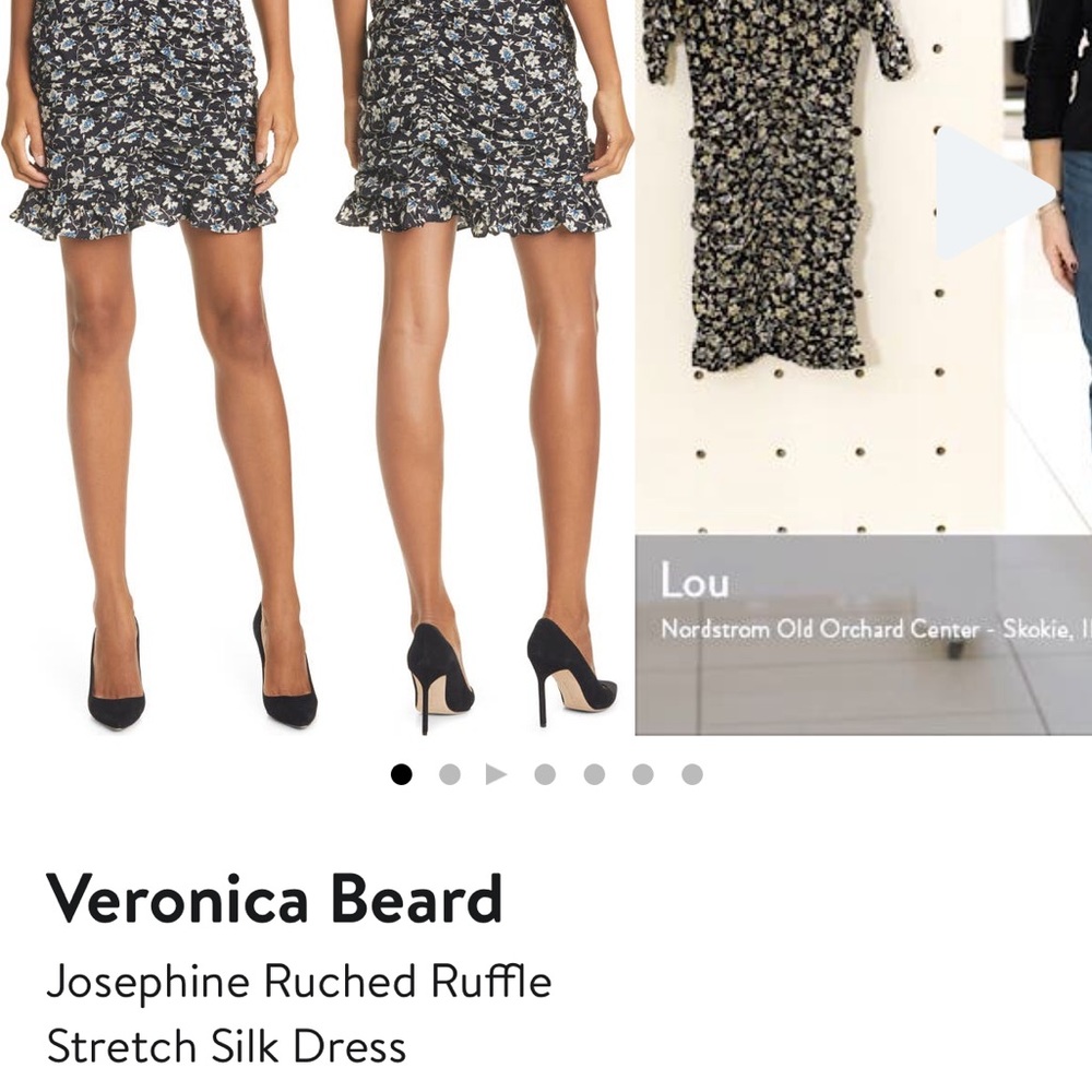 Worn once! Veronica Beard Josephine Ruched Ruffle Stretch Silk Dress - size 6